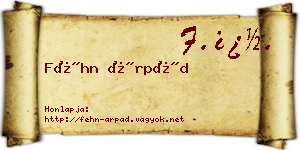 Féhn Árpád névjegykártya